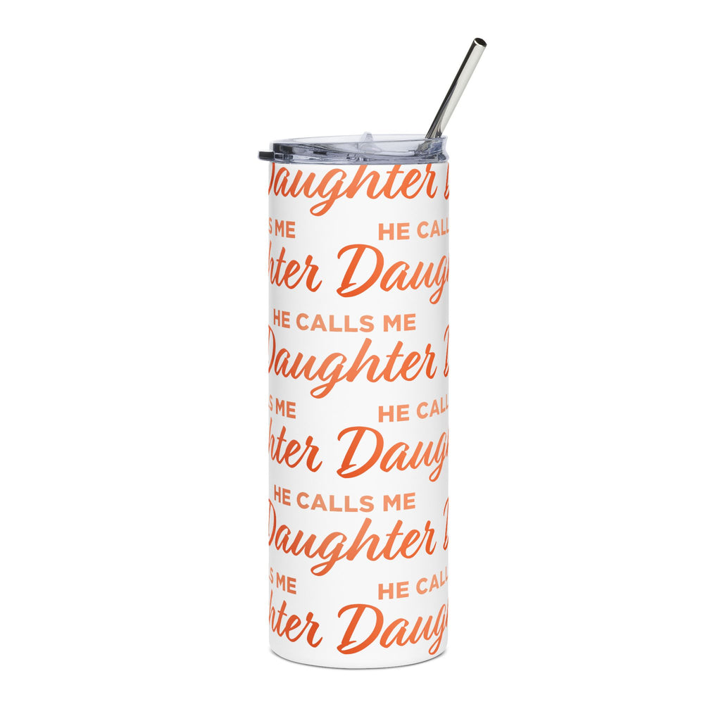20oz Stainless Tumbler — 'He Calls Me Daughter' Pink Script Travel Cup