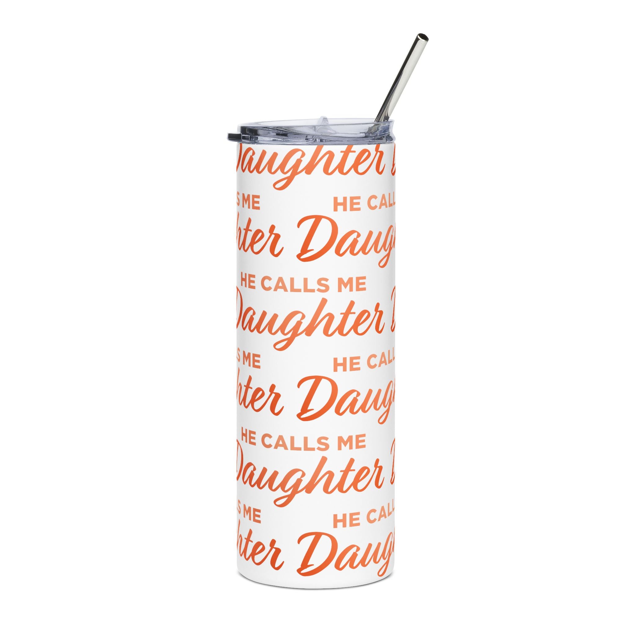 20oz Stainless Tumbler — 'He Calls Me Daughter' Pink Script Travel Cup