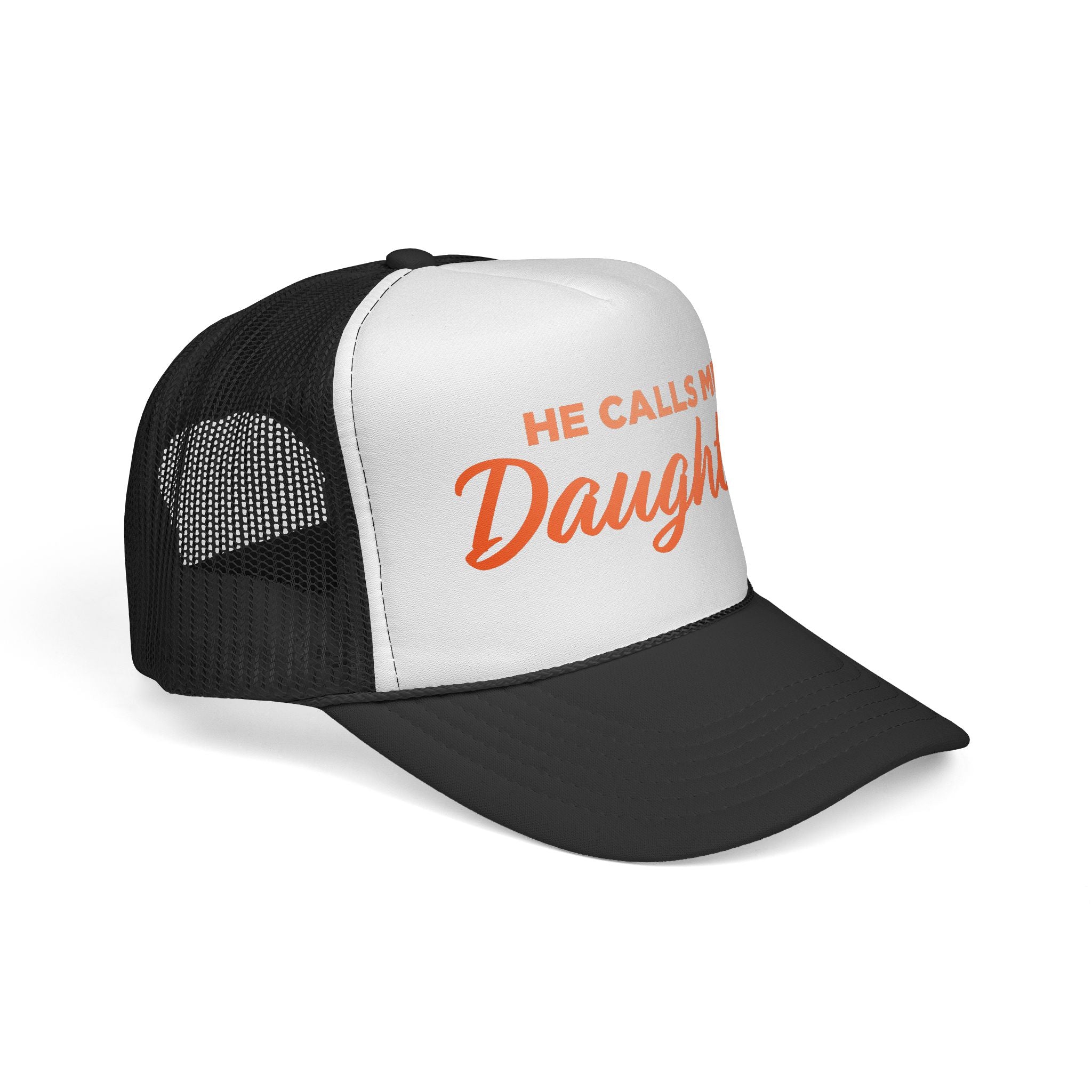 He Calls Me Daughter Trucker Cap – Retro Script Dad & Daughter Gift