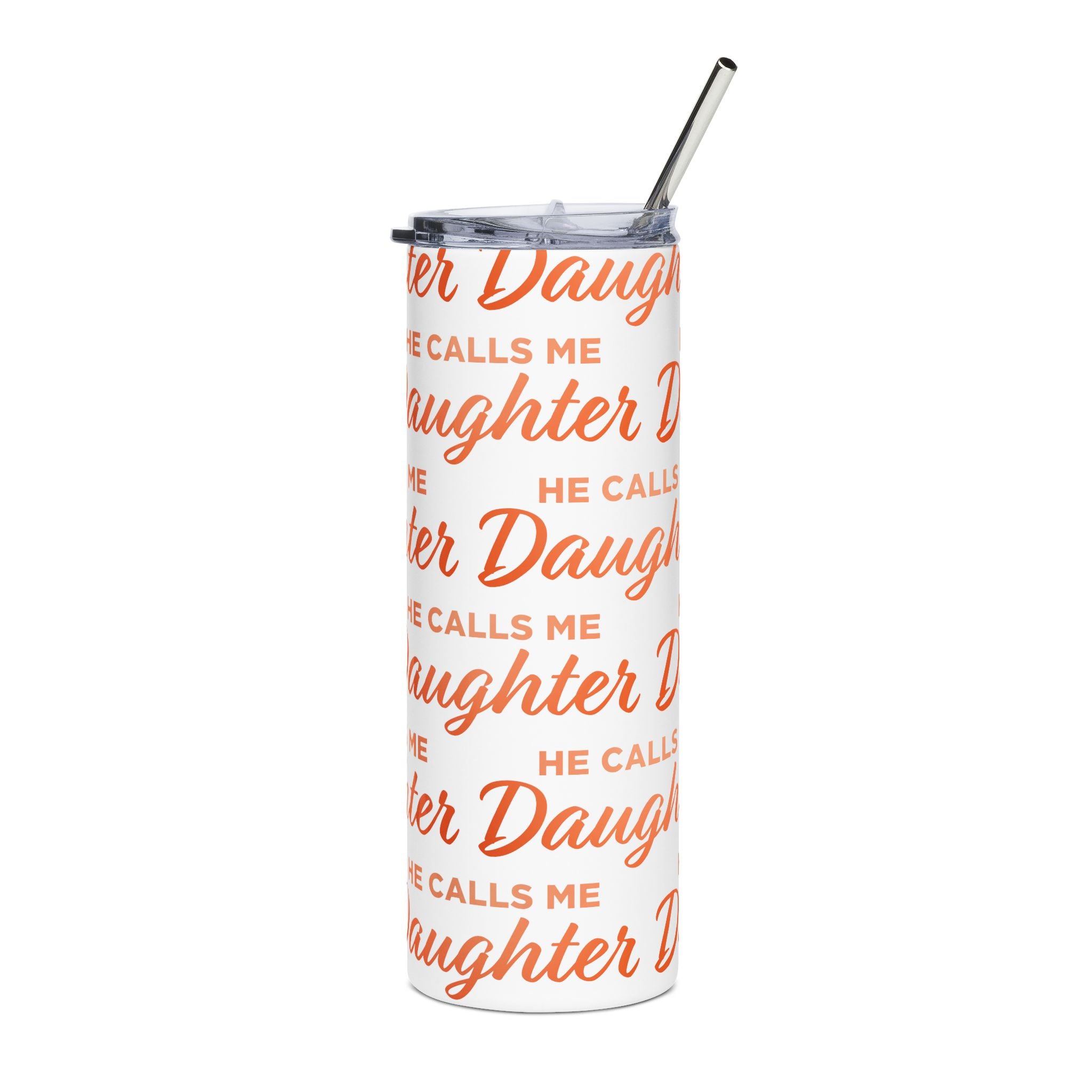 20oz Stainless Tumbler — 'He Calls Me Daughter' Pink Script Travel Cup