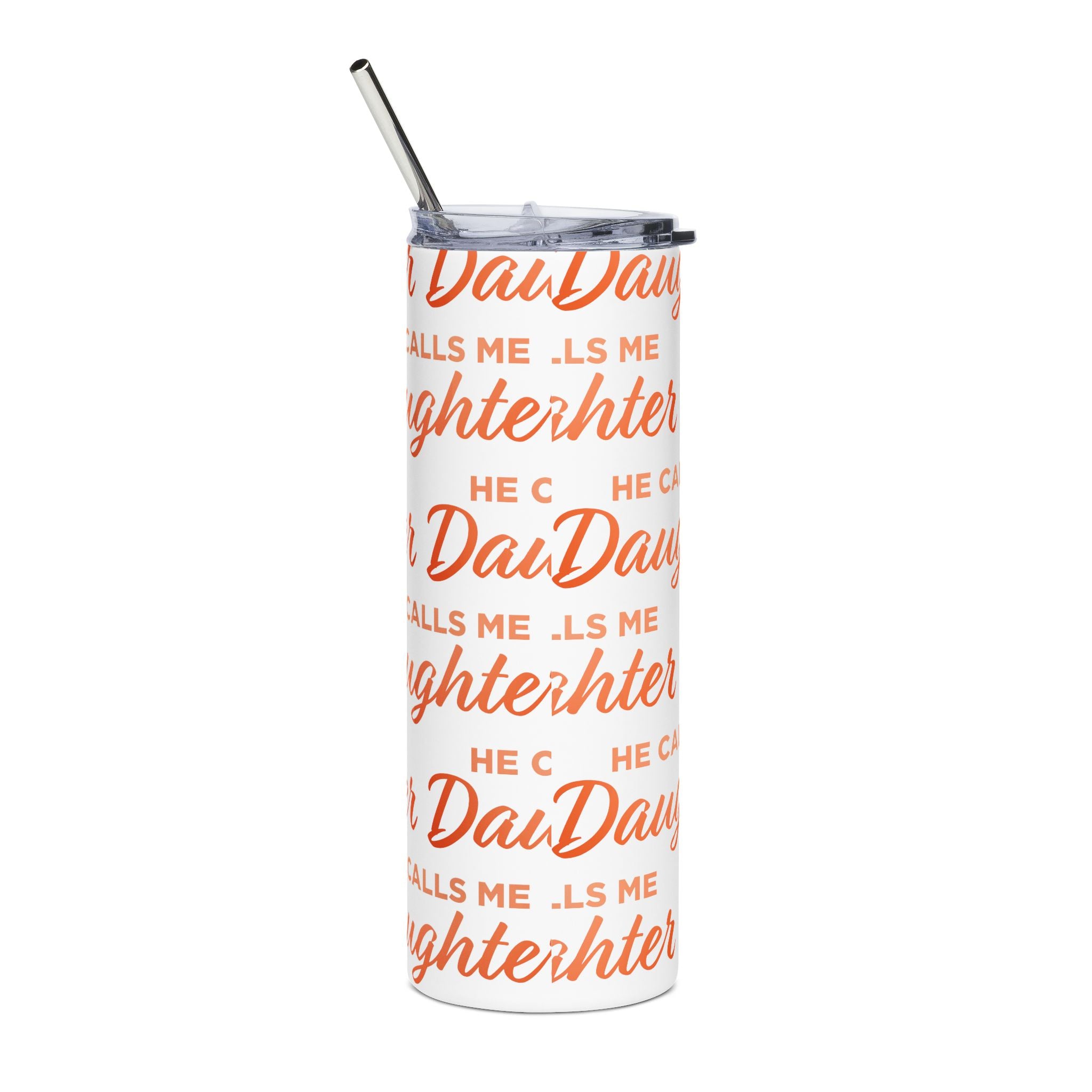 20oz Stainless Tumbler — 'He Calls Me Daughter' Pink Script Travel Cup