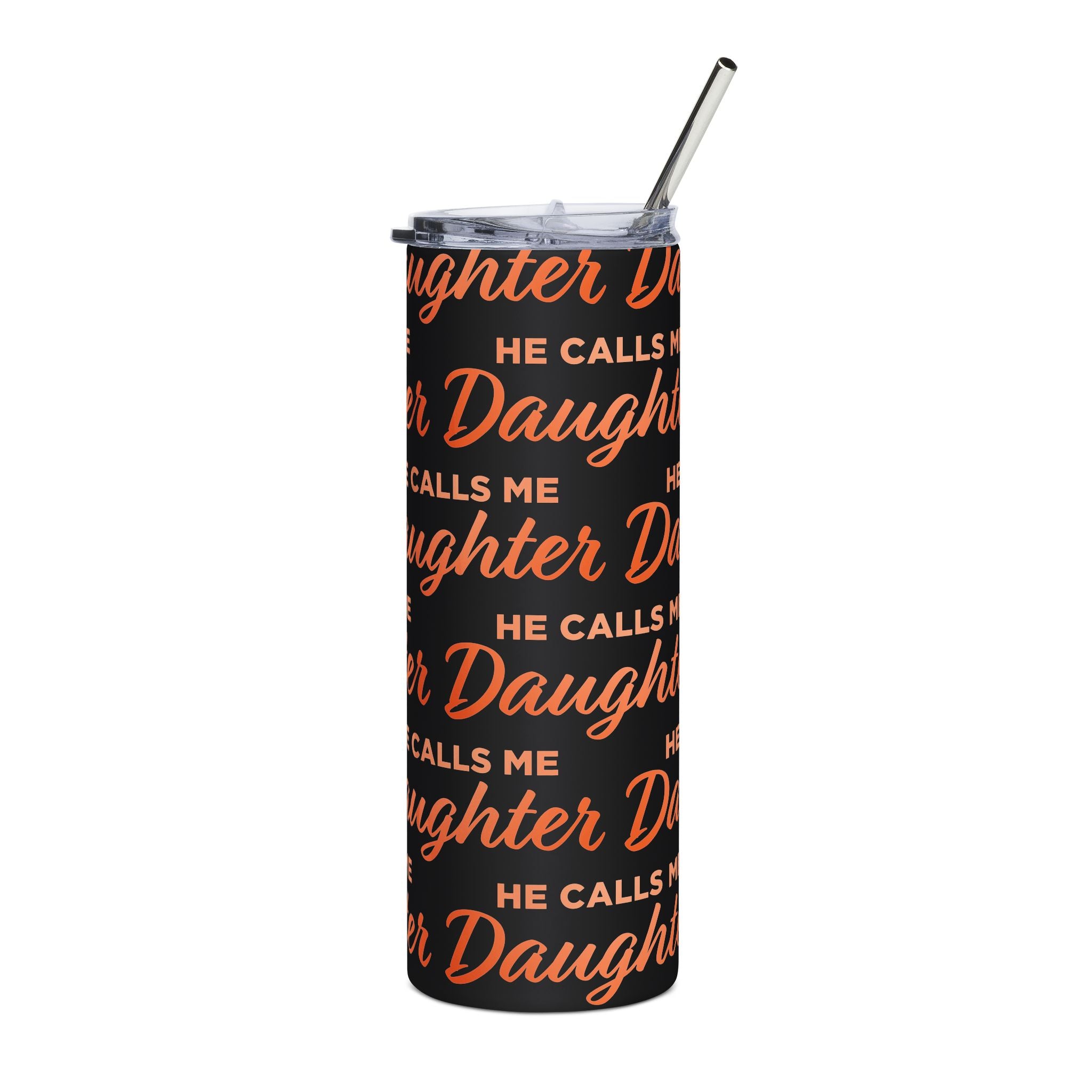 20oz Stainless Tumbler — 'He Calls Me Daughter' Pink Script Travel Cup