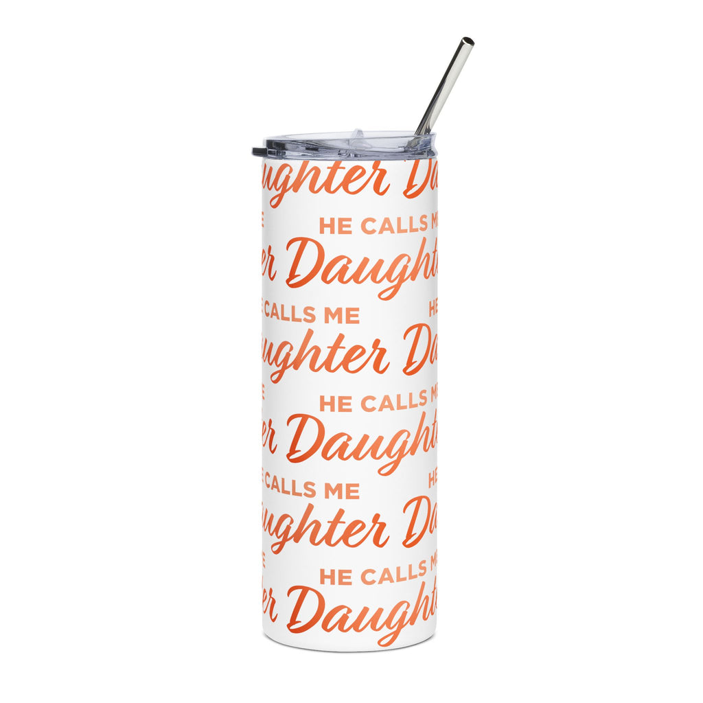 20oz Stainless Tumbler — 'He Calls Me Daughter' Pink Script Travel Cup