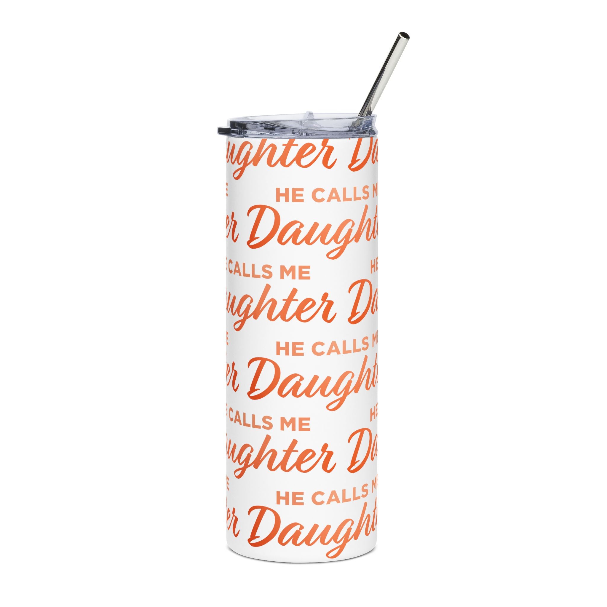 20oz Stainless Tumbler — 'He Calls Me Daughter' Pink Script Travel Cup
